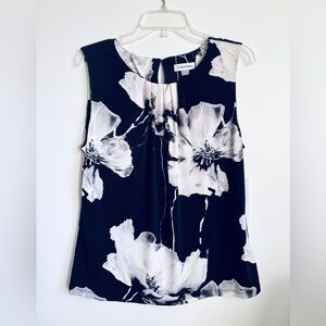 NEW Size L Calvin Klein Floral Black&White Blouse